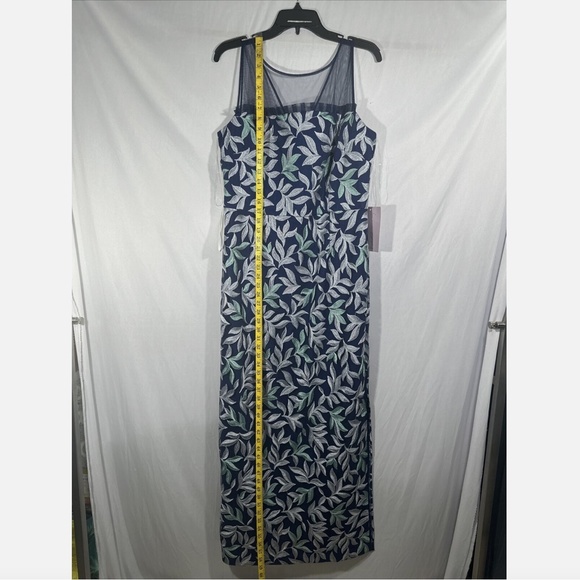 NWT JS Collections [ 14 ] Leighton Illusion Column‎ Gown in Oxford Blue G1462 - Picture 9 of 14